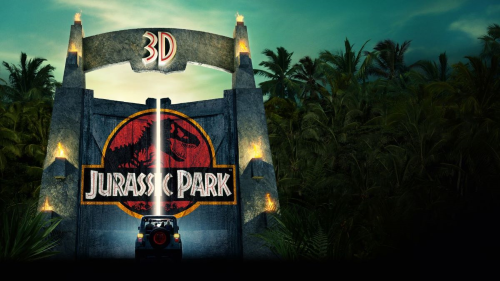 Jurassic Park gates with 3D logo
